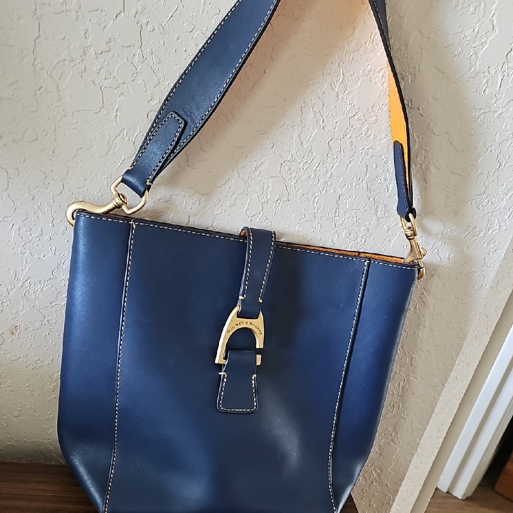 Dooney & Bourke Blue and Gold Structured Shoulder Bag
